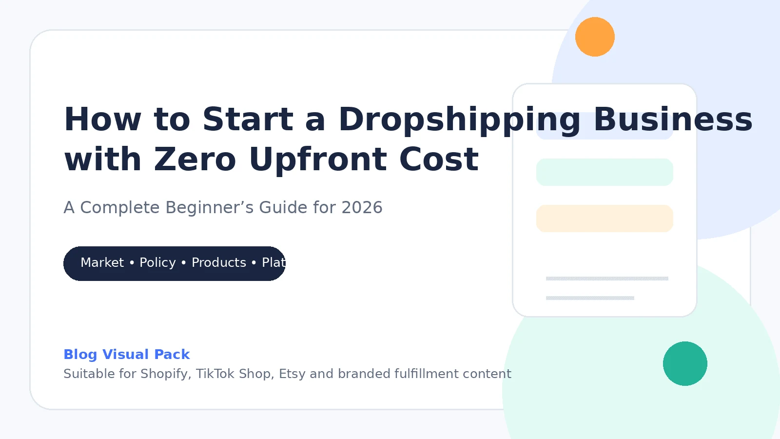 Copertina articolo: contesto di mercato del dropshipping nel 2026 e vendita a basso costo iniziale per principianti.