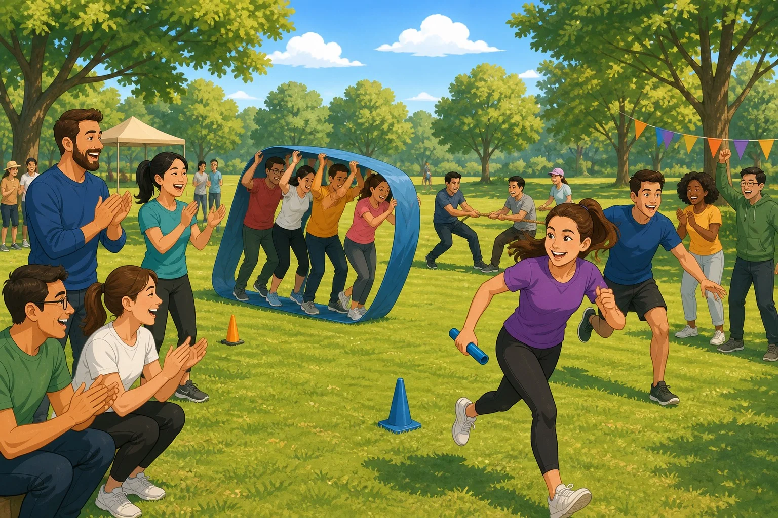Illustrazione team building outdoor ETdropship