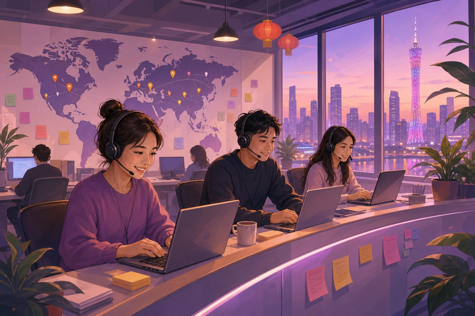 Area supporto merchant nell’ufficio ETdropship a Guangzhou